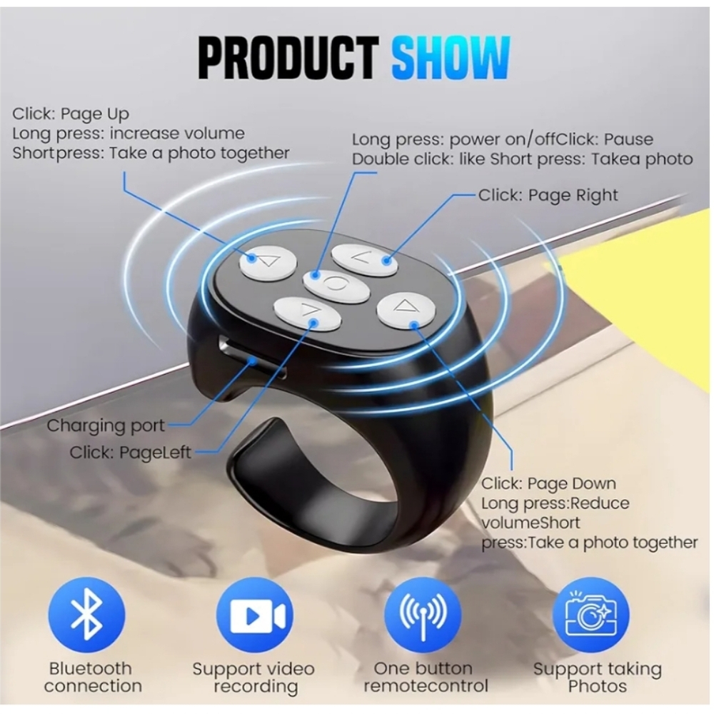 Multifunctional Mobile Remote Control Ring For IOS & Android - Picture 6 of 9